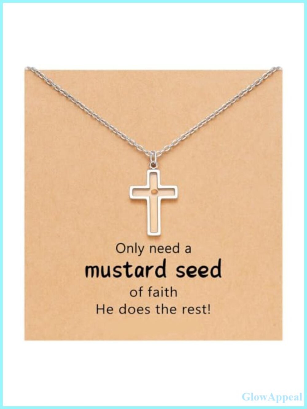 Mustard Seed Necklace Stainless Steel Faith Mountain Cross Pendant Christian